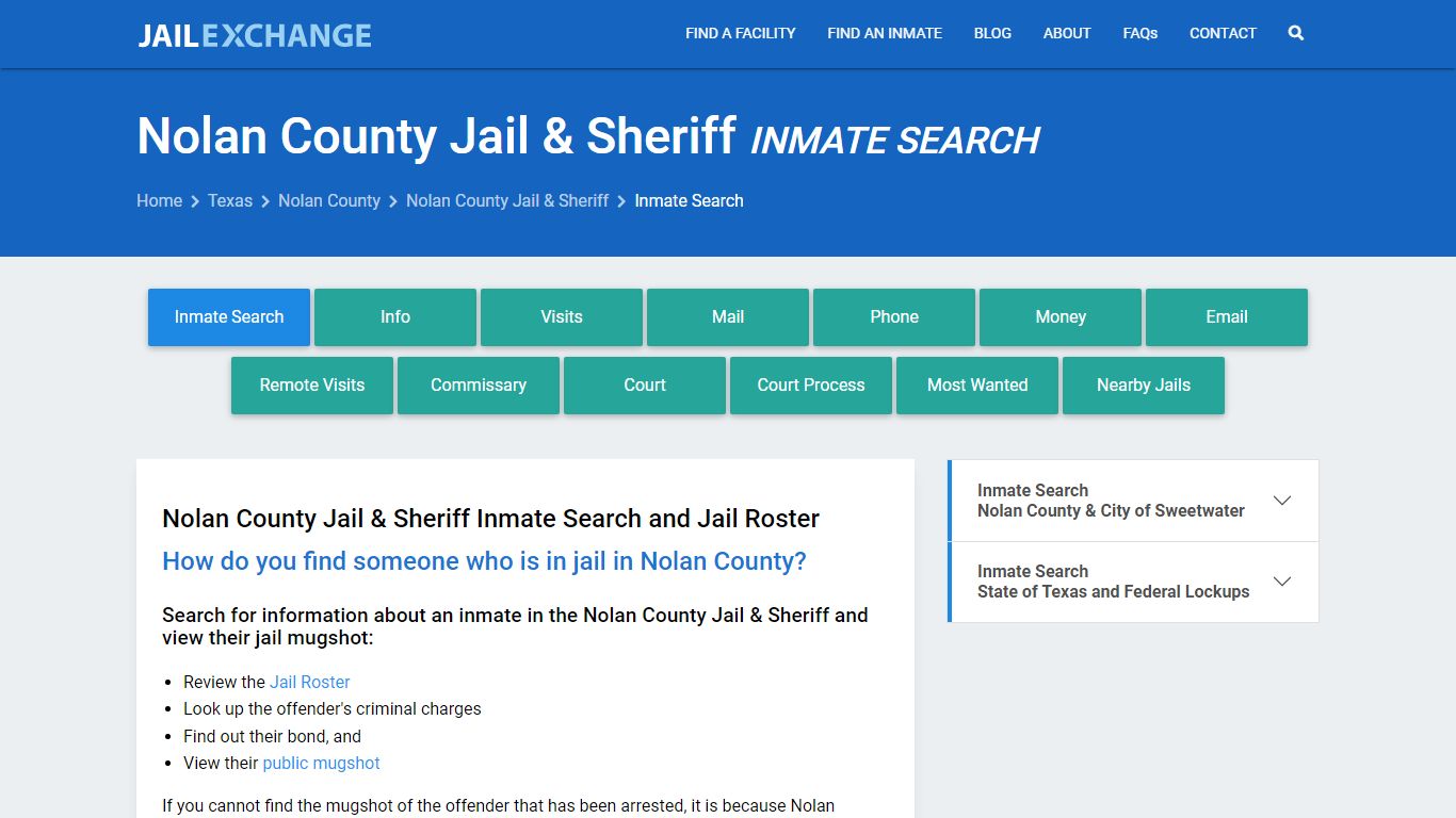 Inmate Search: Roster & Mugshots - Nolan County Jail & Sheriff, TX